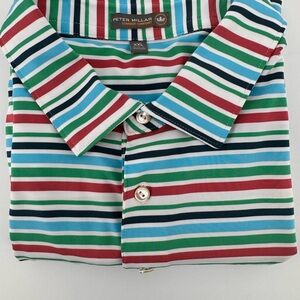 Peter Millar Summer Comfort Performance Polo Men’s Med Multi Striped With Logo